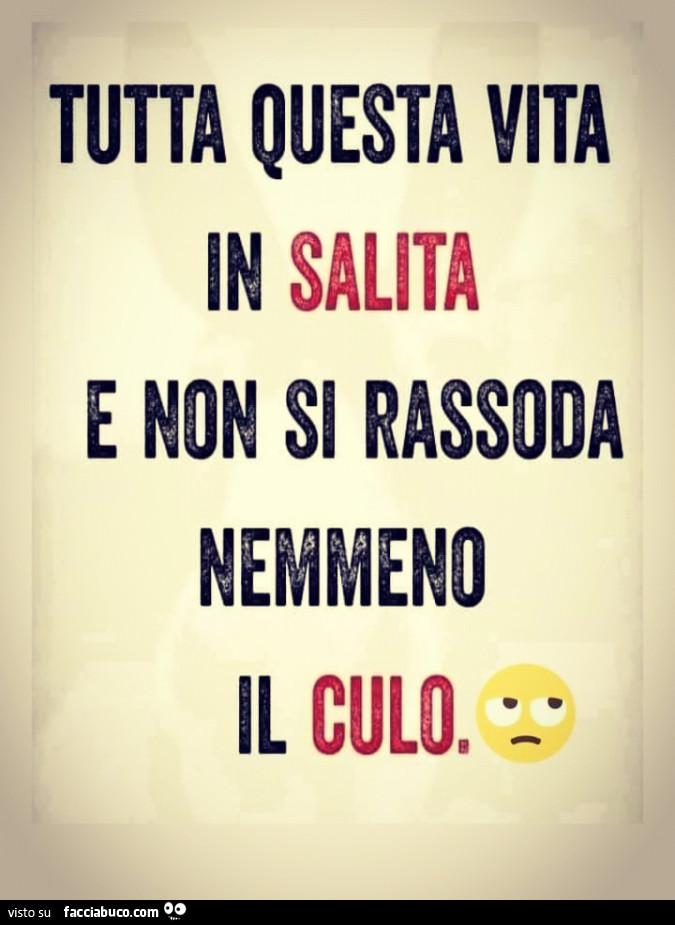 Tutta questa vita in salita e non si rassoda nemmeno il culo