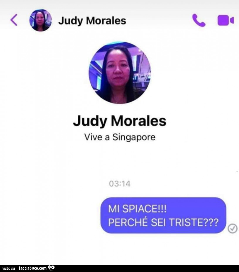 Judy Morales. Mi spiace! Perché sei triste?