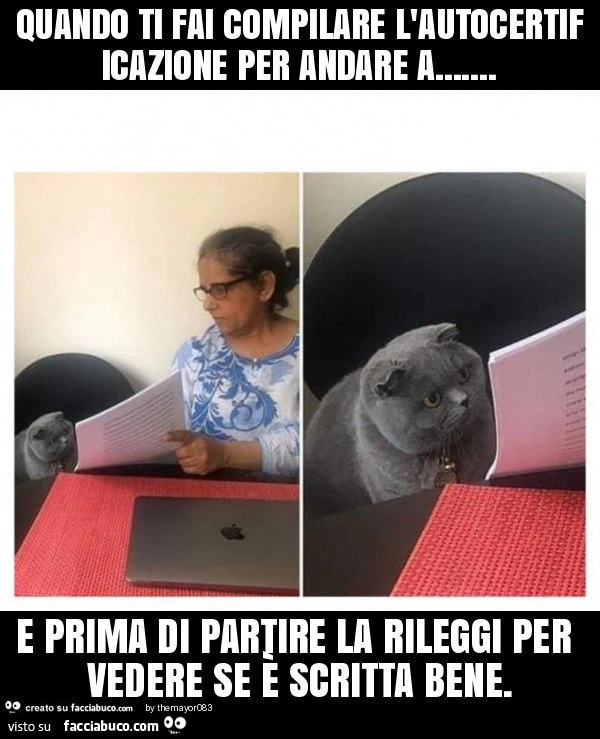 Quando ti fai compilare l'autocertificazione per andare a&hellip; e prima di partire la rileggi per vedere se è scritta bene