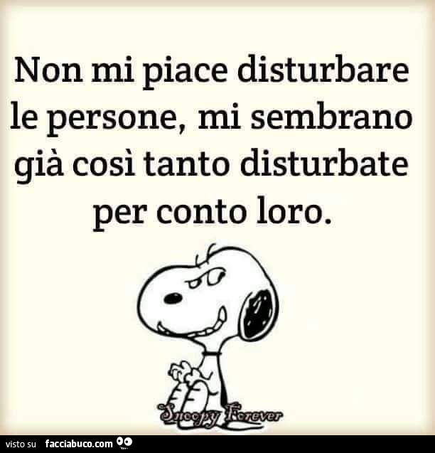 Non mi piace disturbare le persone, mi sembrano già cosi tanto disturbate per conto loro