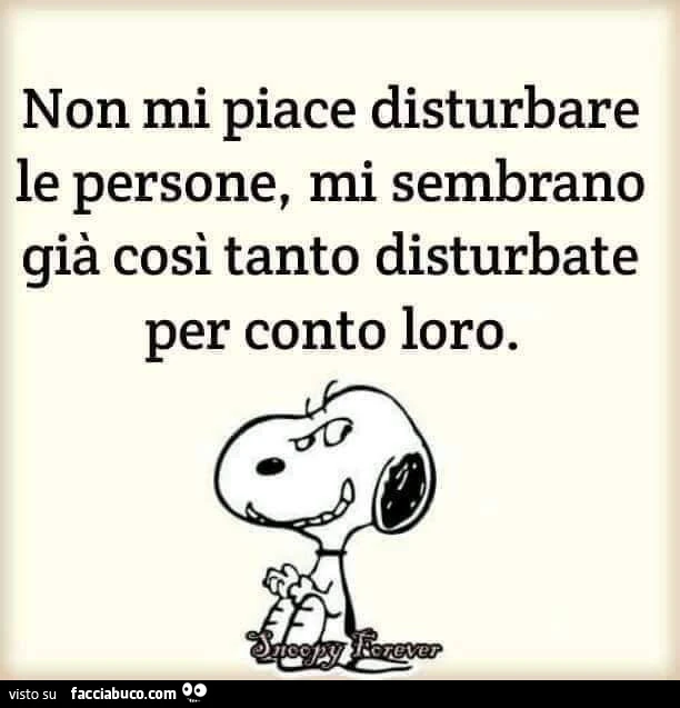 Non mi piace disturbare le persone, mi sembrano già cosi tanto disturbate per conto loro