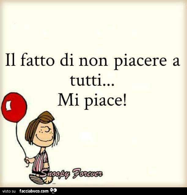 Il fatto di non piacere a tutti… mi piace