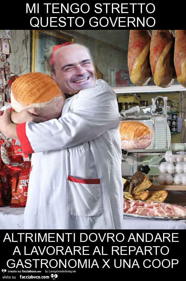 Mi tengo stretto questo governo altrimenti dovro andare a lavorare al reparto gastronomia x una coop