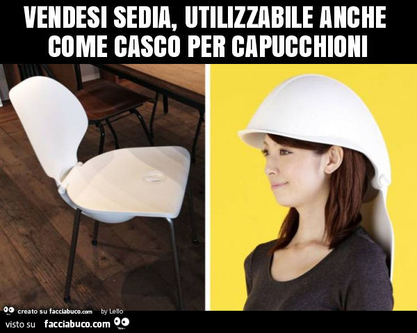 Vendesi sedia, utilizzabile anche come casco per capucchioni