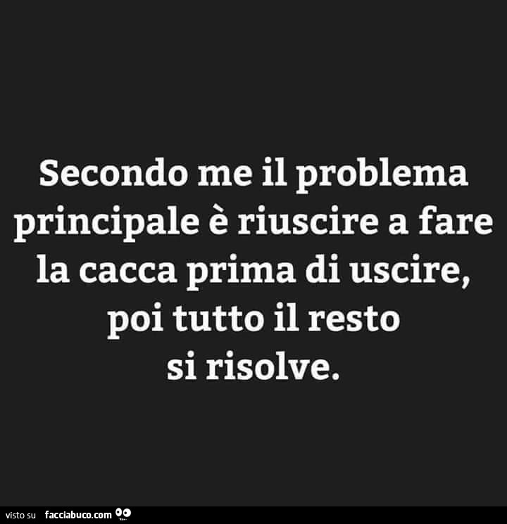 Secondo me il problema principale è riuscire a fare la cacca prima di uscire, poi tutto il resto si risolve