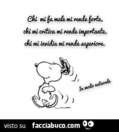 Chi mi fa male mi rende forte, chi mi critica mi rende importante, chi mi invidia mi rende superiore
