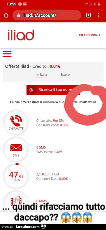 Iliad la tua offerta si rinnoverà il 1 Gennaio 2020. Quindi rifacciamo tutto daccapo?