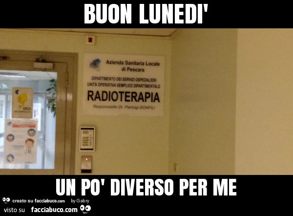 Buon lunedì un po' diverso per me
