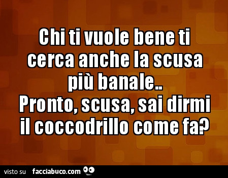 Chi ti vuole bene ti cerca anche con la scusa più banale… Pronto, scusa, sai dirmi il coccodrillo come fa?