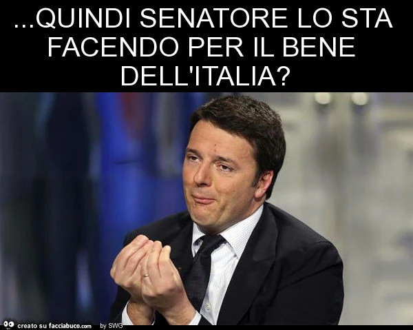 Quindi senatore lo sta facendo per il bene dell'italia?