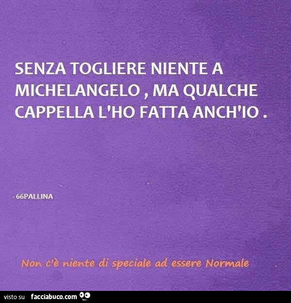 Senza niente togliere a Michelangelo ma qualche cappella l ho fatta anch'io