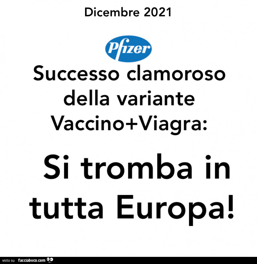 Dicembre 2021 successo clamoroso della variante vaccino viagra: si tromba in tutta europa