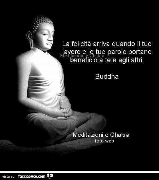 La felicità arriva quando il tuo lavoro e le tue parole portano beneficio a te e agli altri, buddha