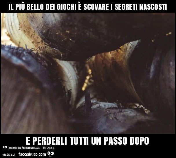 Il più bello dei giochi è scovare i segreti nascosti e perderli tutti un passo dopo