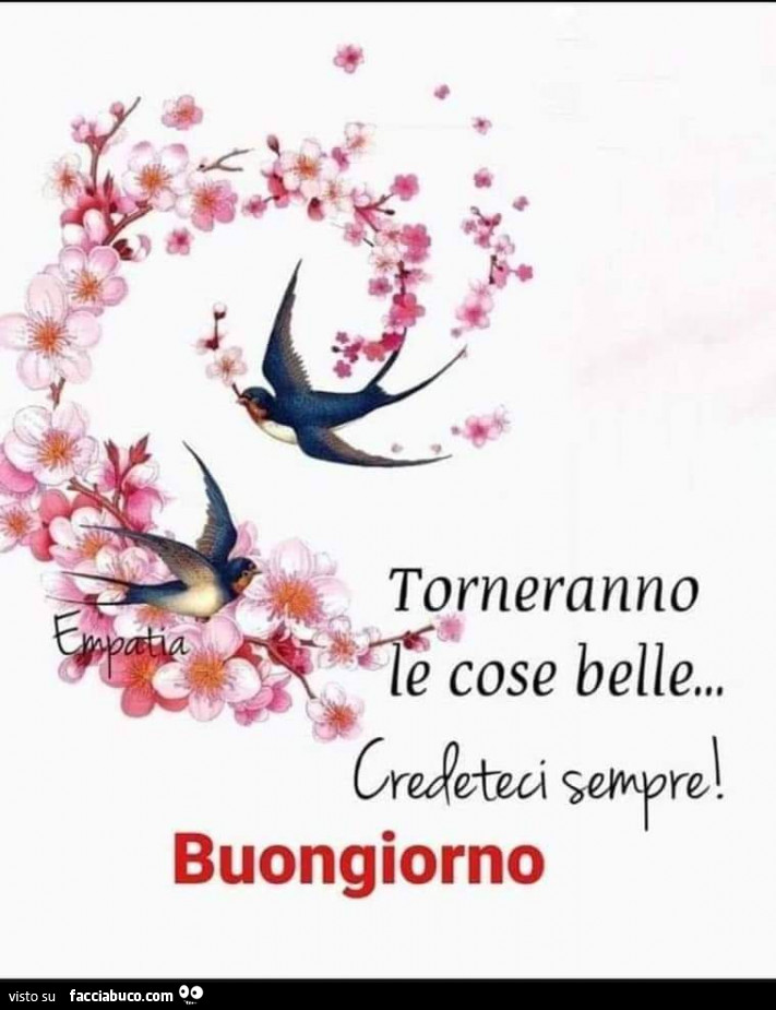 Torneranno le cose belle… credeteci sempre! Buongiorno