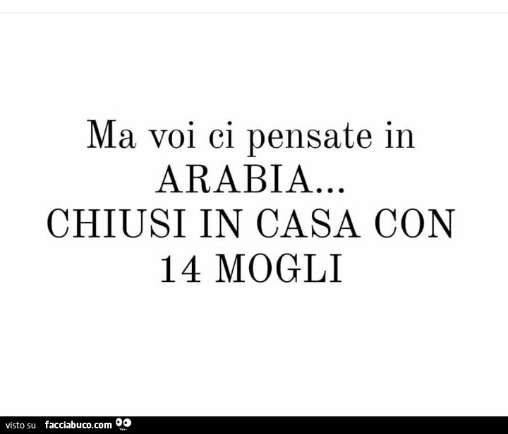 Ma voi ci pensate in arabia… chiusi in casa con 14 mogli