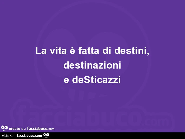 La vita è fatta di destini, destinazioni e desticazzi