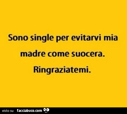Sono single per evitarvi mia madre come suocera. Ringraziatemi