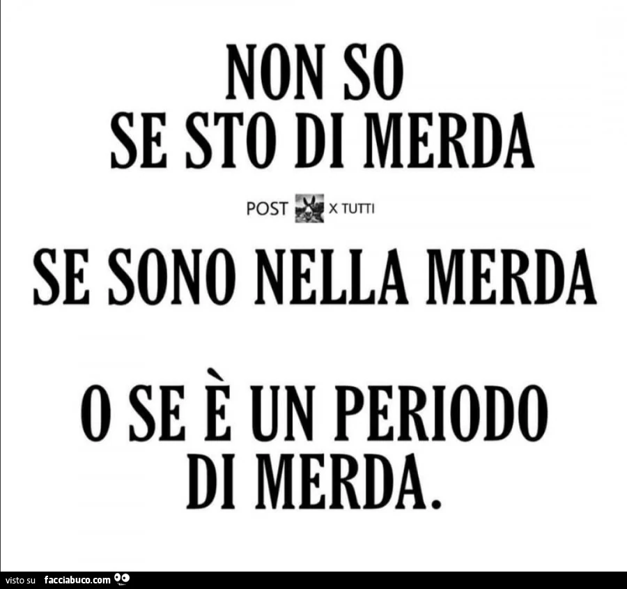 Non so se sto di merda se sono nella merda o se è un periodo di merda