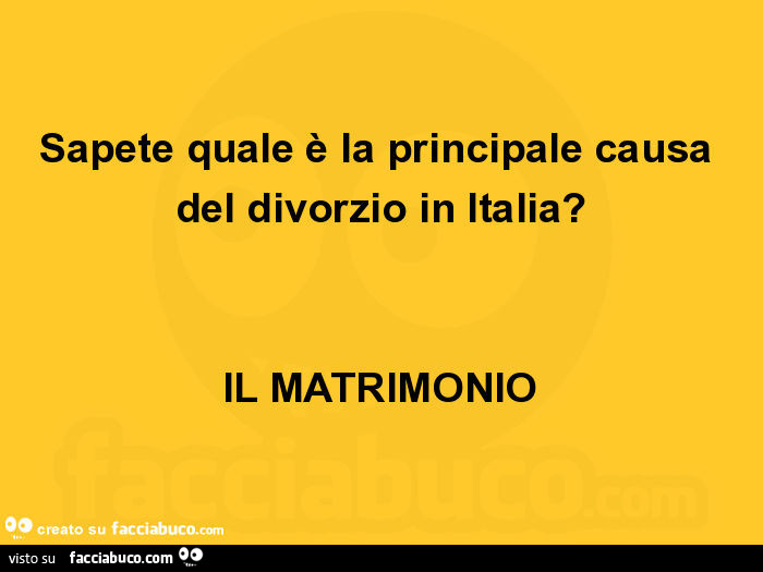 Sapete quale è la principale causa del divorzio in italia? Il matrimonio