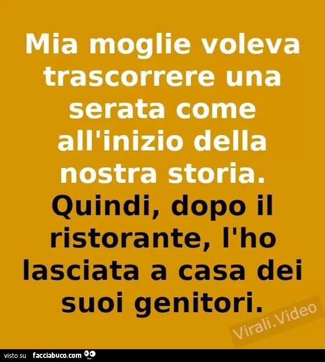 Mia moglie voleva trascorrere una serata come all'inizio della nostra storia. Quindi, dopo il ristorante, l'ho lasciata a casa dei suoi genitori