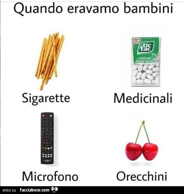 Quando eravamo bambini sigarette microfono medicinali orecchini