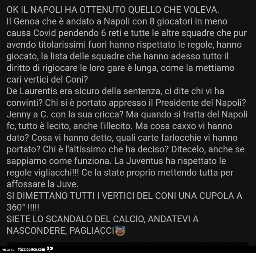 Juventus Napoli si rigioca
