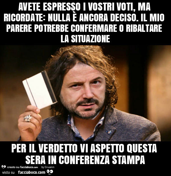Avete espresso i vostri voti, ma ricordate nulla è ancora deciso. Il