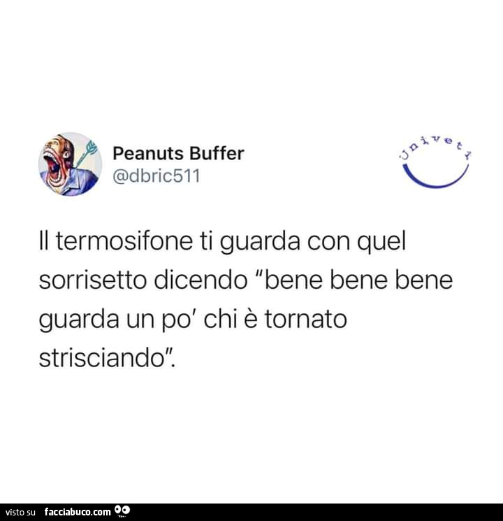 Il termosifone ti guarda con quel sorrisetto dicendo bene bene