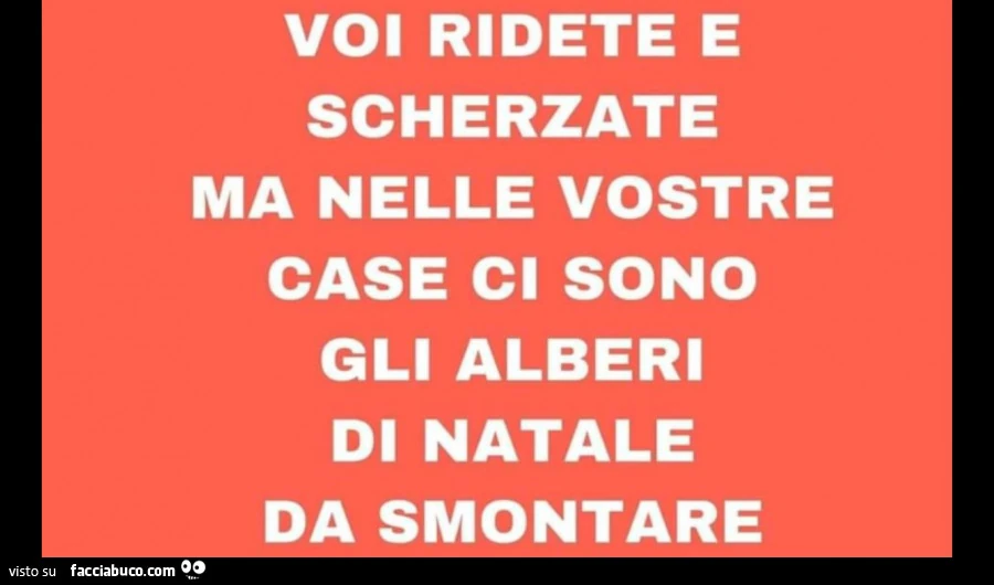 Voi ridete e scherzate ma nelle vostre case ci sono gli alberi di natale da smontare