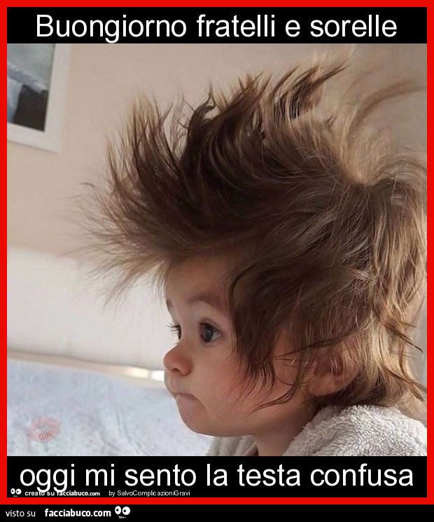 Buongiorno fratelli e sorelle oggi mi sento la testa confusa