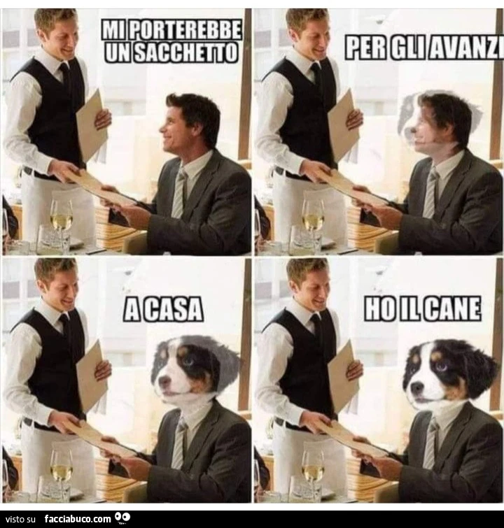Mi porterebbe un sacchetto per gli avanzi a casa ho il cane