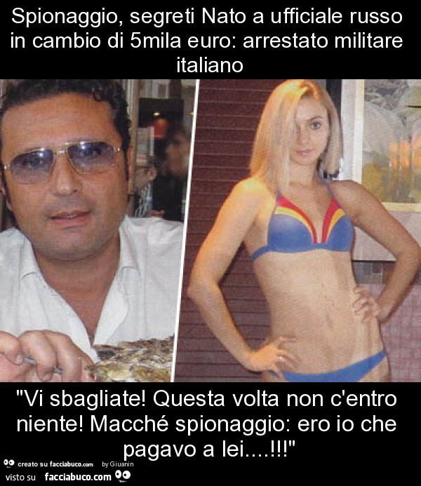 Spionaggio, segreti nato a ufficiale russo in cambio di 5mila euro: arrestato militare italiano "vi sbagliate! Questa volta non c'entro niente! Macché spionaggio: ero io che pagavo a lei… ! "