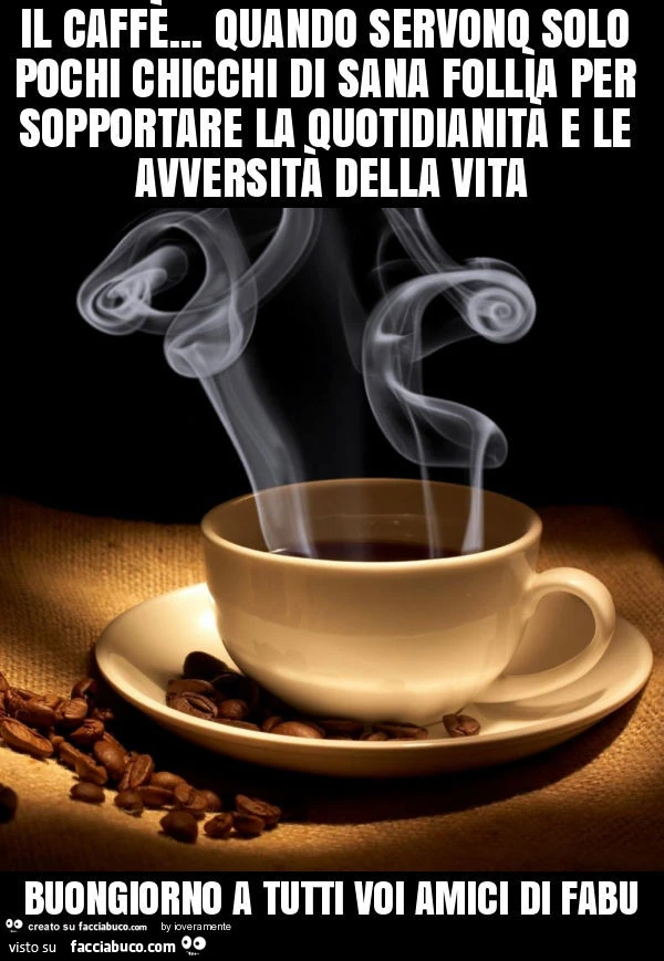 Il caffè&hellip; quando servono solo pochi chicchi di sana follìa per sopportare la quotidianità e le avversità della vita buongiorno a tutti voi amici di fabu