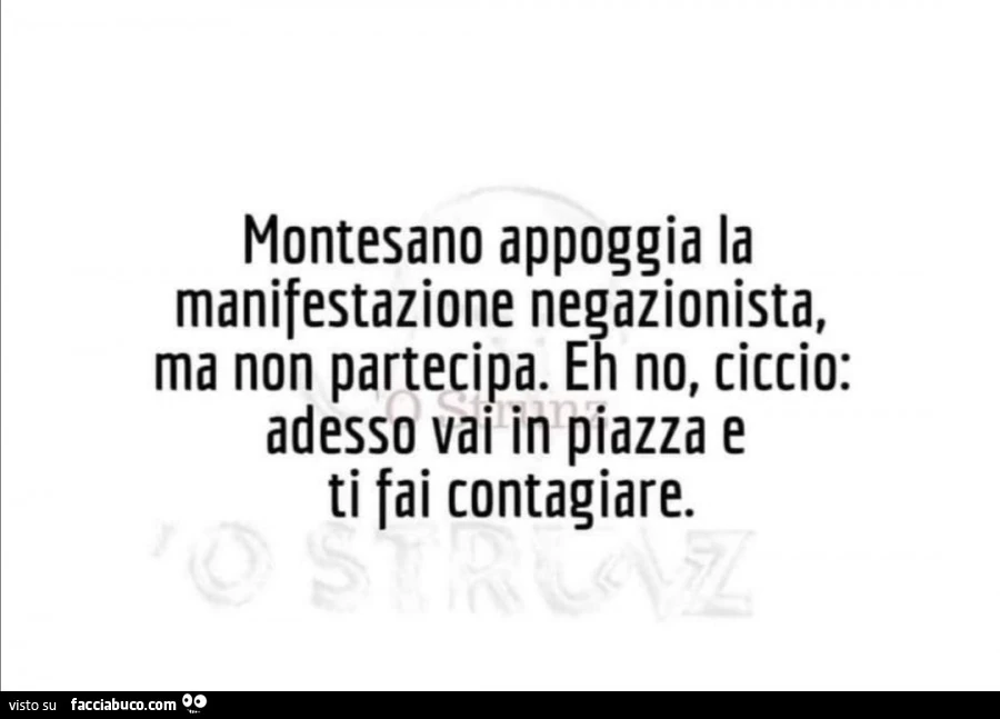 Montesano appoggia la manifestazione negazionista, ma non partecipa. Eh no, ciccio: adesso vai in piazza e ti fai contagiare