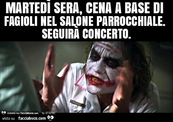 Martedì sera, cena a base di fagioli nel salone parrocchiale. Seguirà concerto