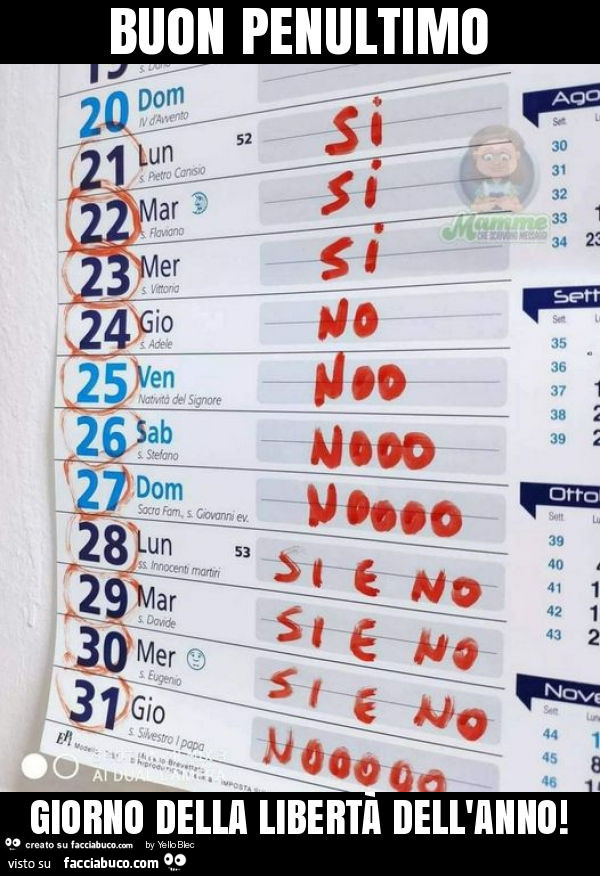 Buon penultimo giorno della libertà dell'anno