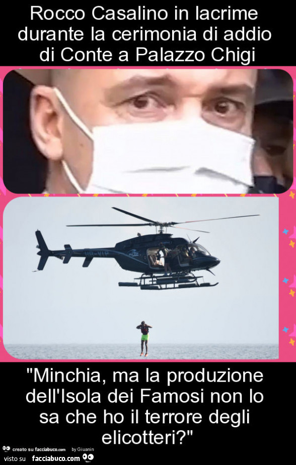 Rocco casalino in lacrime durante la cerimonia di addio di conte a palazzo chigi "minchia, ma la produzione dell'isola dei famosi non lo sa che ho il terrore degli elicotteri? "