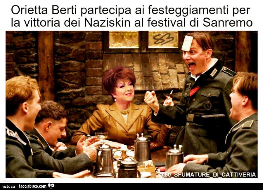 Orietta Berti festeggia la vittoria dei Naziskin a Sanremo