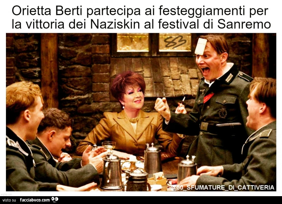 Orietta Berti festeggia la vittoria dei Naziskin a Sanremo