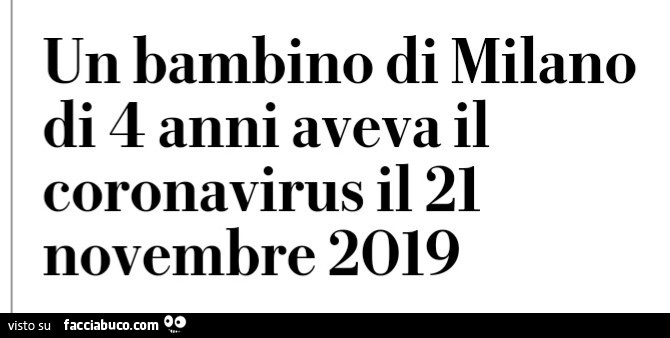 Un bambino di milano di 4 anni aveva il coronavirus il 21 novembre 2019