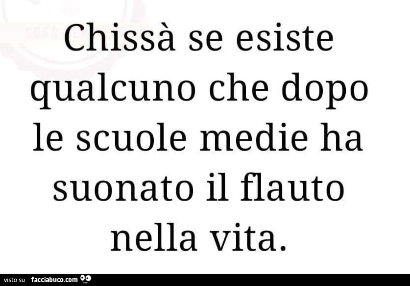 Chissà se esiste qualcuno che dopo le scuole medie ha suonato il flauto nella vita