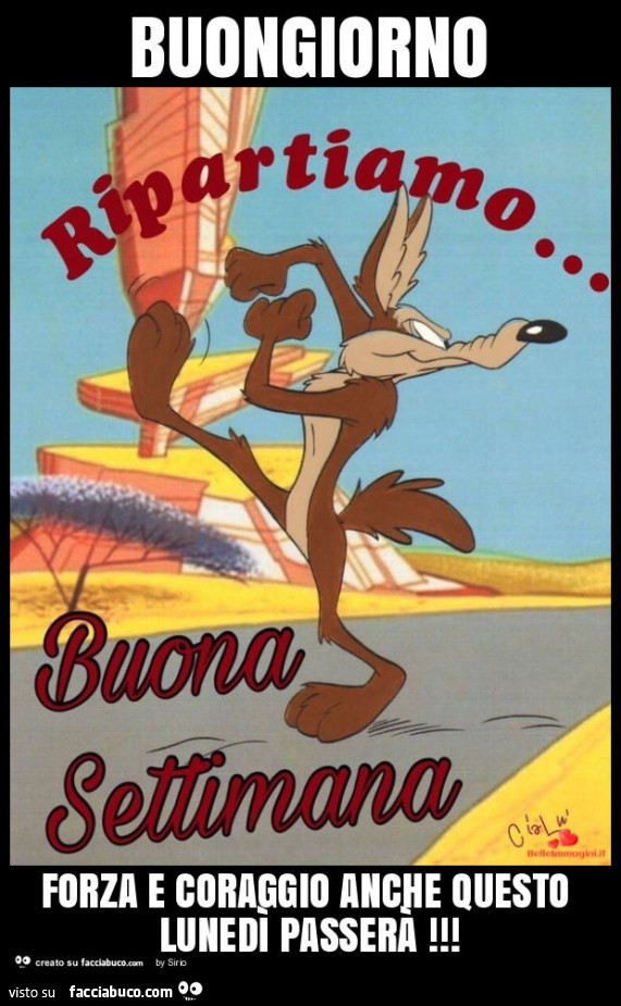 Buongiorno forza e coraggio anche questo lunedì passerà