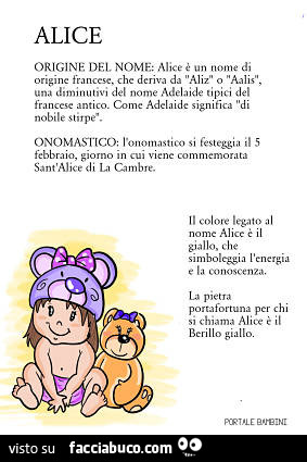 Alice origine del nome: alice è un nome di origine francese