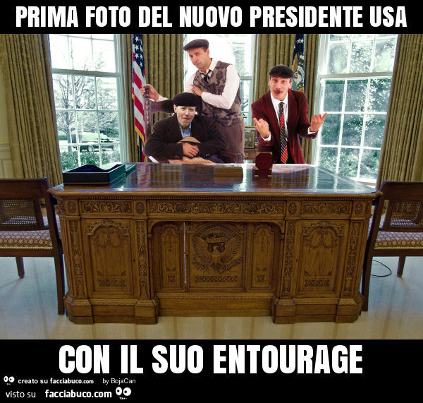 Biden i sardi aldo giovanni giacomo Prima foto del nuovo presidente usa con il suo entourage