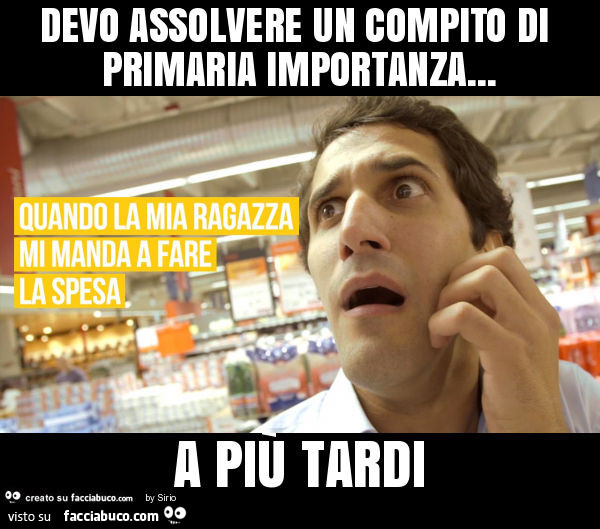 Devo assolvere un compito di primaria importanza… a più tardi
