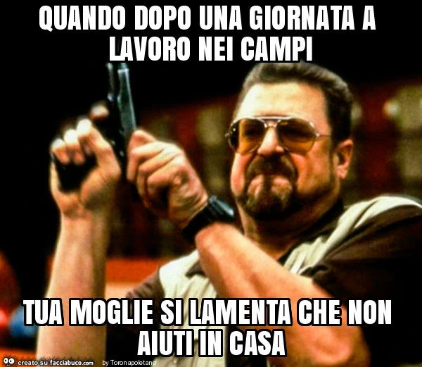 Quando dopo una giornata a lavoro nei campi tua moglie si lamenta che non aiuti in casa