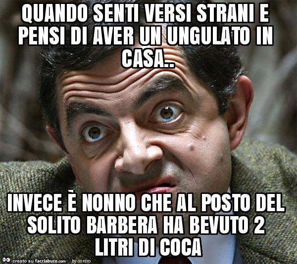 Quando senti versi strani e pensi di aver un ungulato in casa. Invece è nonno che al posto del solito barbera ha bevuto 2 litri di coca