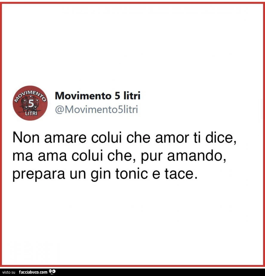 Non amare colui che amor ti dice, ma ama colui che, pur amando, prepara un gin tonic e tace