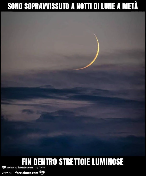Sono sopravvissuto a notti di lune a metà fin dentro strettoie luminose